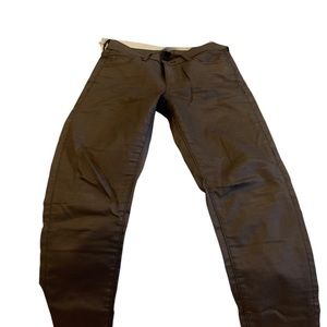 Black wax (leather like) straight leg jeans